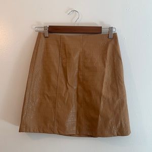 Brown snakeskin faux-leather miniskirt